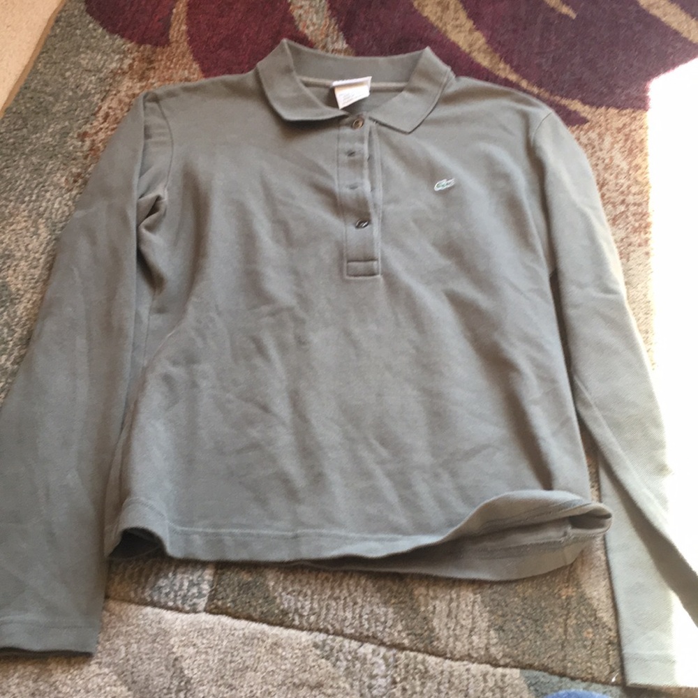 Lacoste green collar button up